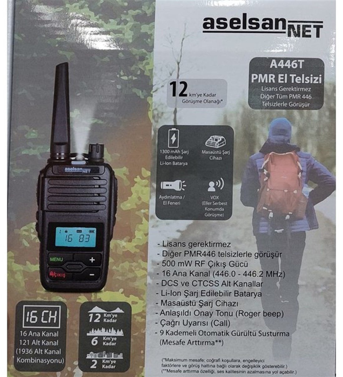 Aselsan A446T El Telsizi Pmr Pil ve sarj Tekli Paket